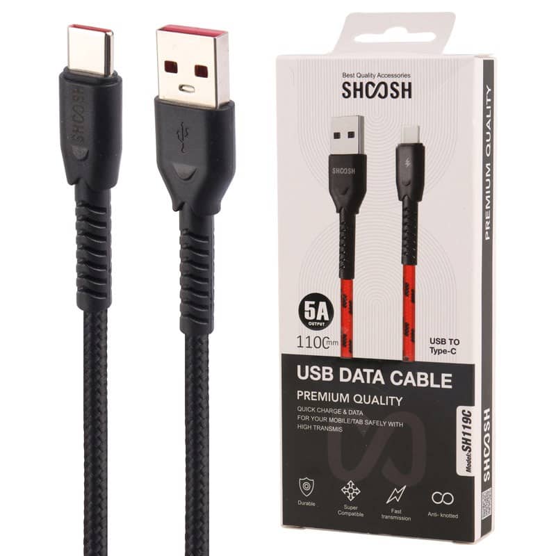 کابل فست شارژ تایپ سی شوش SHOOSH SH-119C 5A 110CM