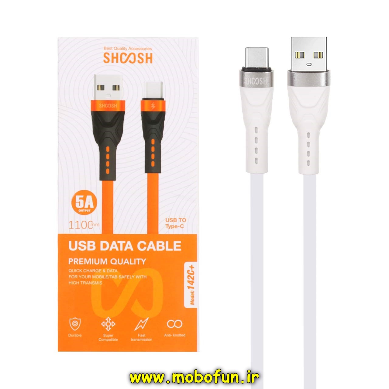 کابل شارژ USB به Type-C شوش SHOOSH فست 5 آمپر مدل  142C طول 1.1 متر
